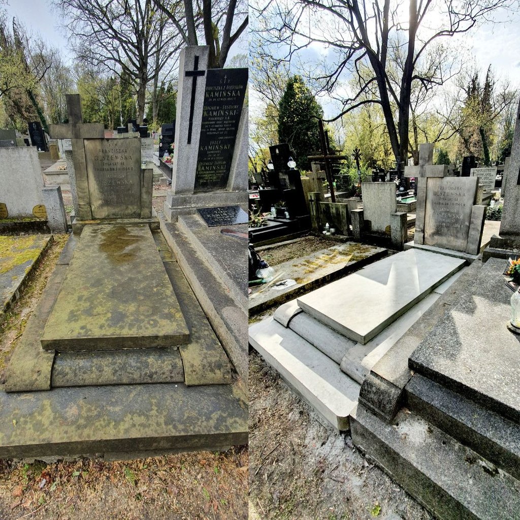 Umycie starego pomnika z piaskowca, który nie był impregnowany od wielu lat